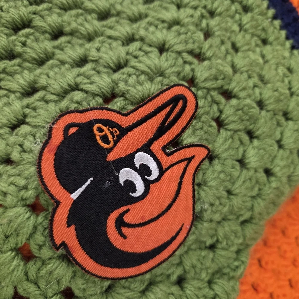 Handmade Baltimore Sports Crochet Throw Blanket 61x50 Ravens Orioles